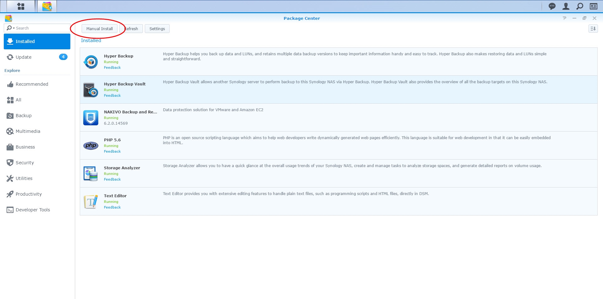 Instalación manual de NAKIVO en Synology NAS