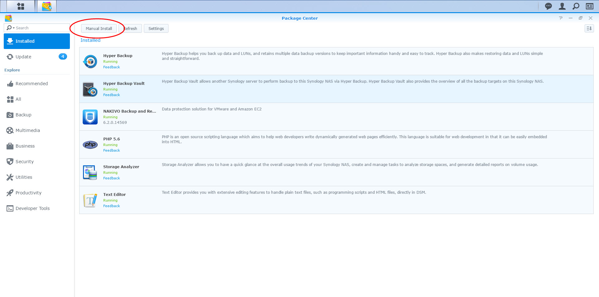 Manual de instalación de NAKIVO en Synology NAS